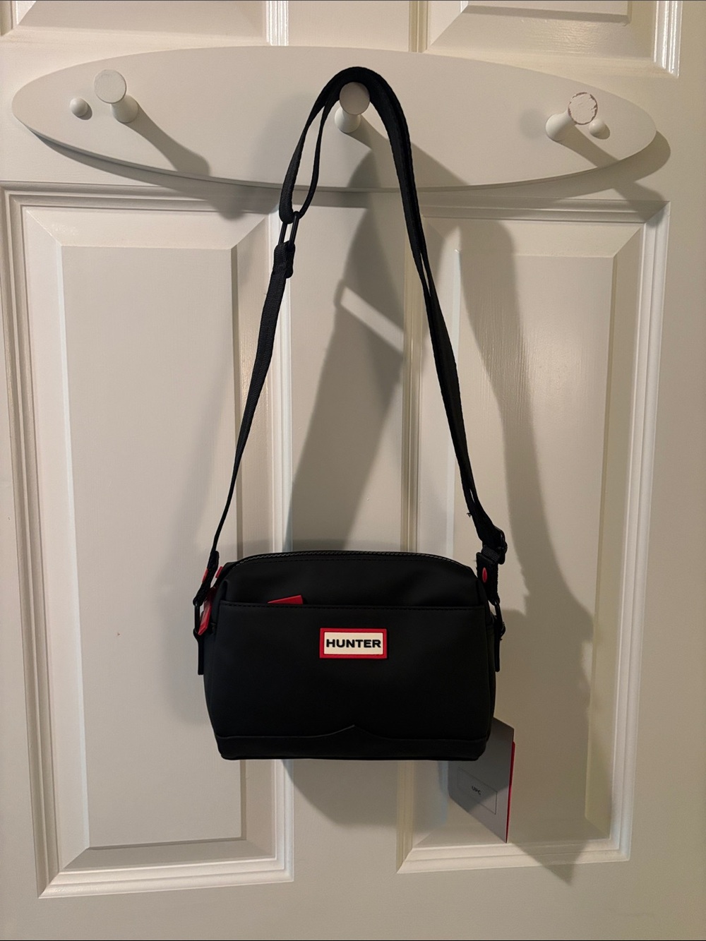 Hunter Black Crossbody Bag with Red Accents
